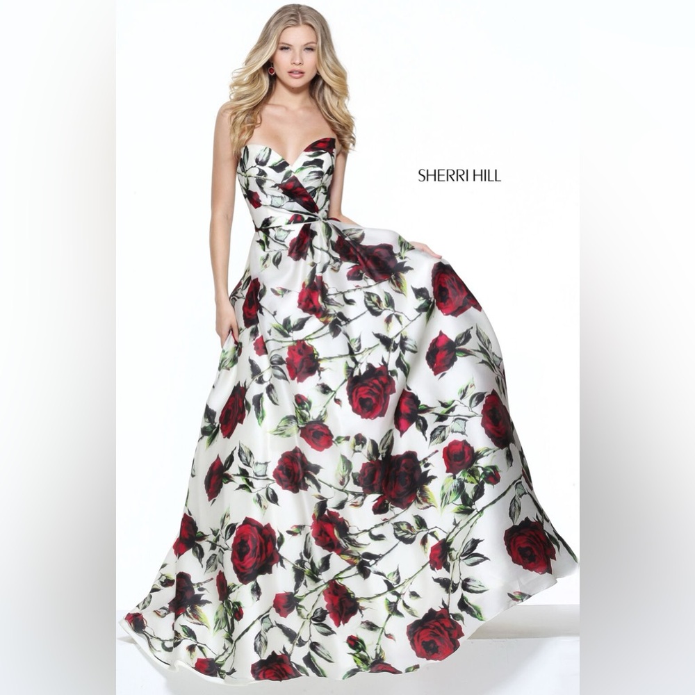 Sherri Hill Floral Strapless Organza Ballgown #50826